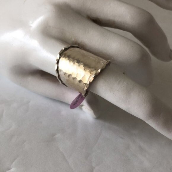 Seed & Sage ATI Sterling Silver 925 Wide Hammered Band Ring Mexico Sz. 9 - Picture 4 of 16
